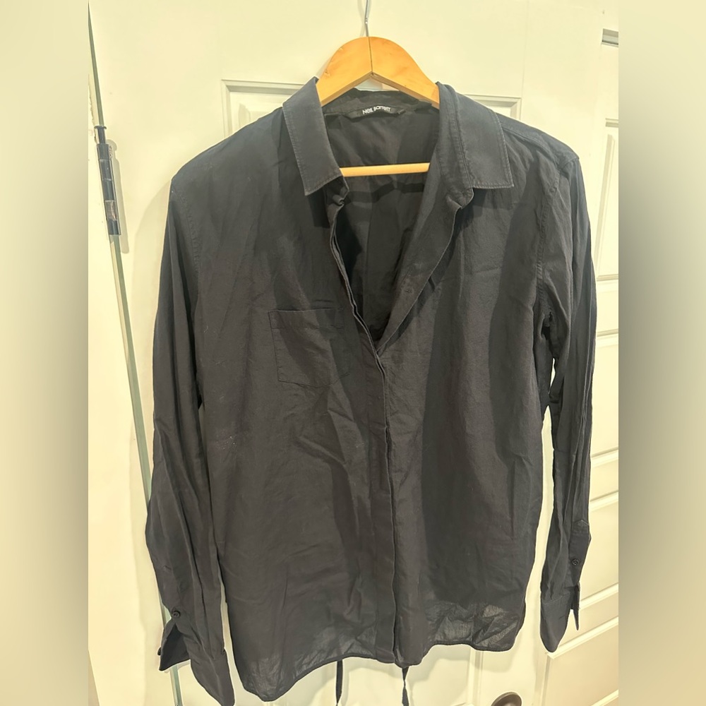 Neil Barrett black button down with open back